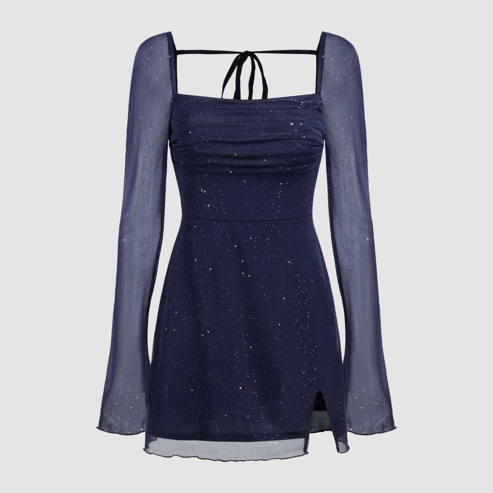 Cider Sparkling Midnight Blue Long Sleeve Dress